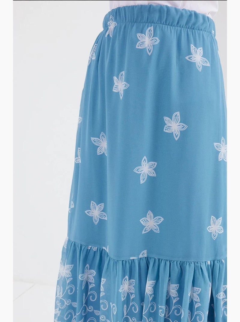 Saia maxi com estampado floral bdart Azul-safira - Kiabi