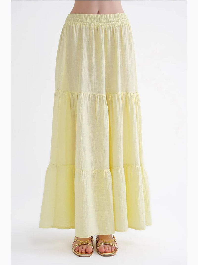 Saia maxi de algodão mixray Amarelo - Kiabi