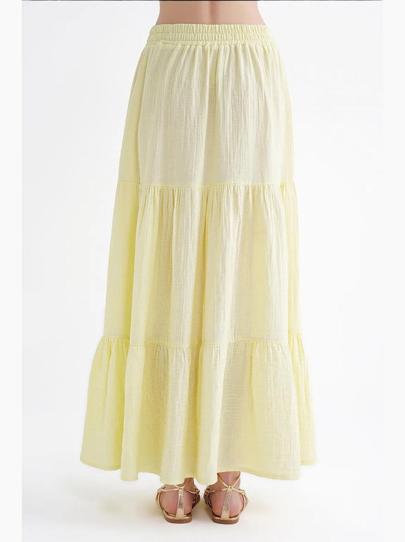 Saia maxi de algodão mixray Amarelo - Kiabi