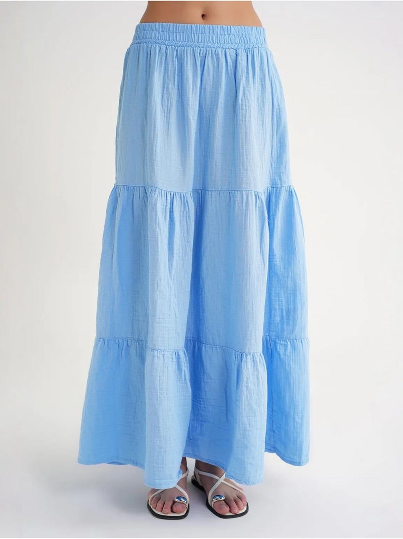 Saia maxi de algodão mixray Azul-céu - Kiabi