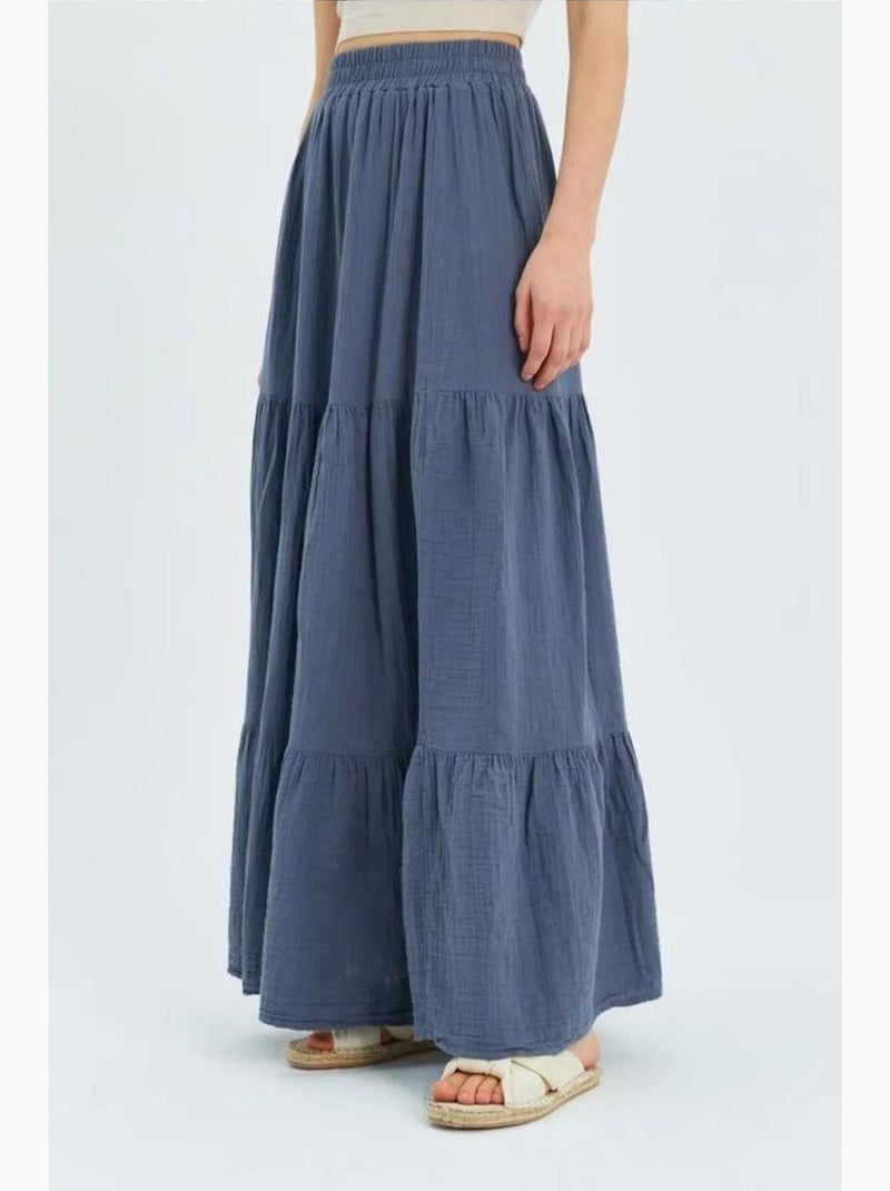 Saia maxi de algodão mixray Azul - Kiabi