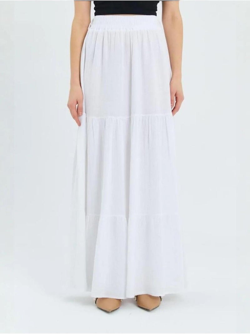 Saia maxi de algodão mixray Branco - Kiabi