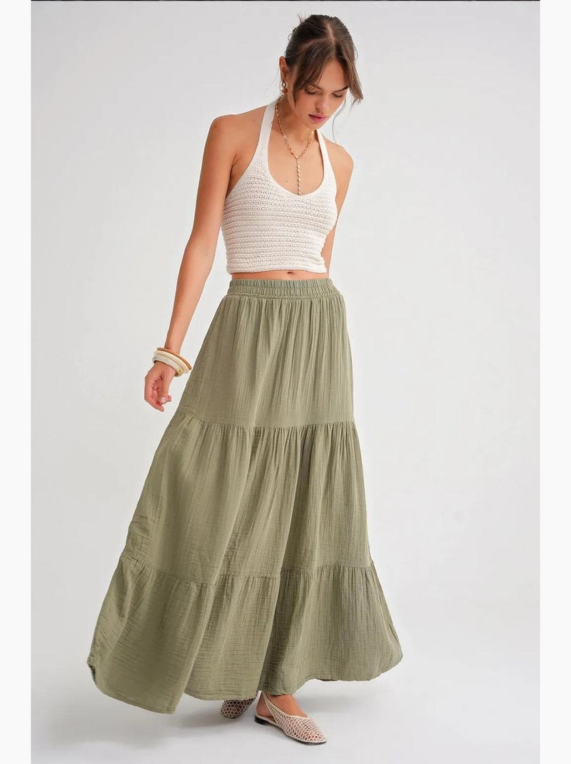 Saia maxi de algodão mixray Verde pastel - Kiabi