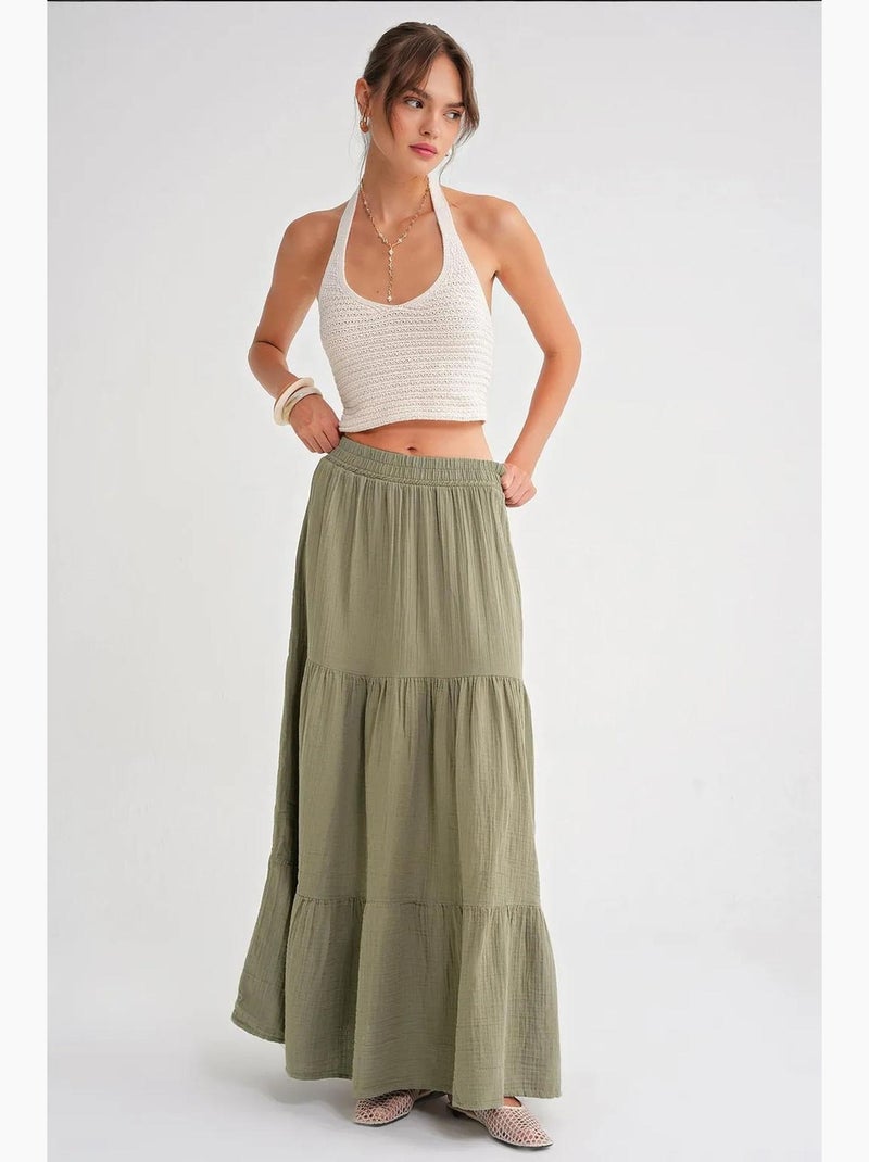Saia maxi de algodão mixray Verde pastel - Kiabi