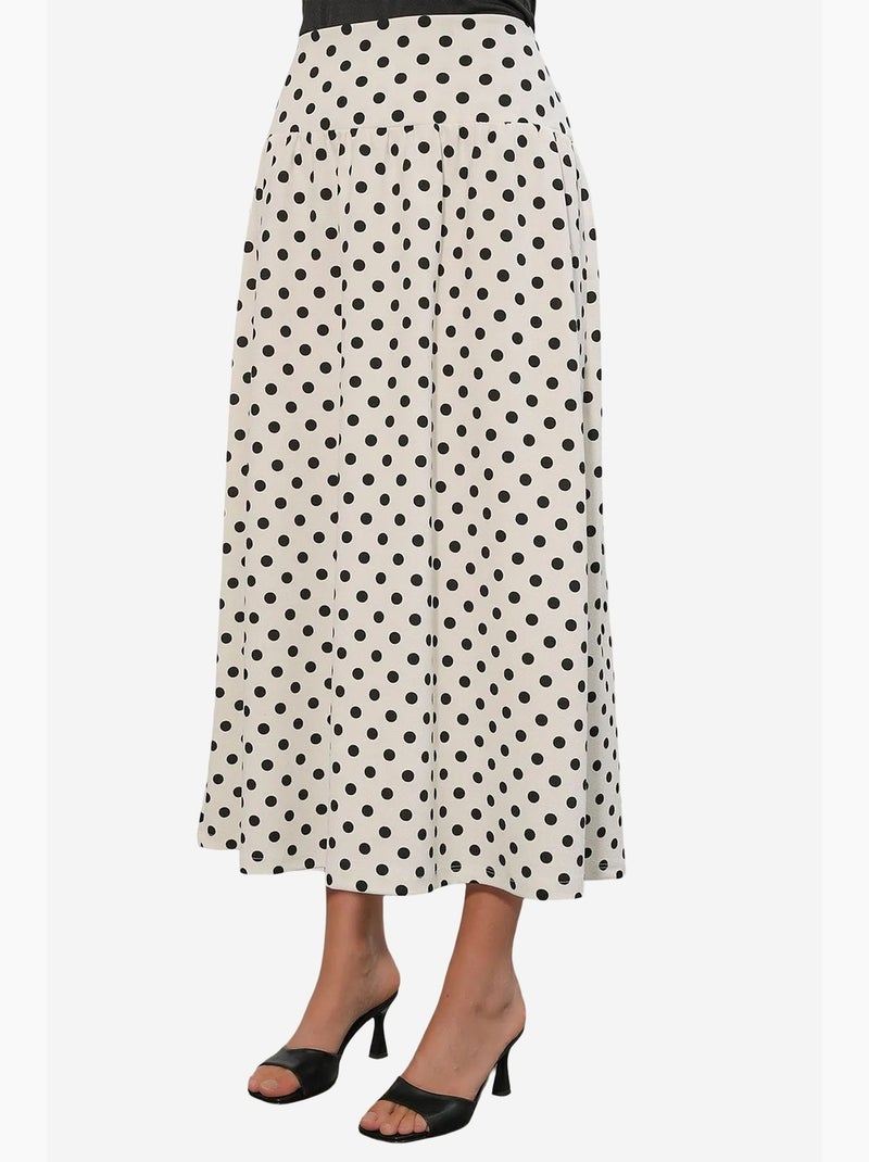 Saia maxi de bolinhas de cintura alta bdart Branco Preto - Kiabi