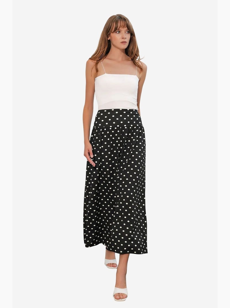 Saia maxi de bolinhas de cintura alta bdart Preto - Kiabi