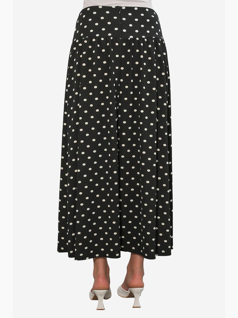 Saia maxi de bolinhas de cintura alta bdart Preto - Kiabi