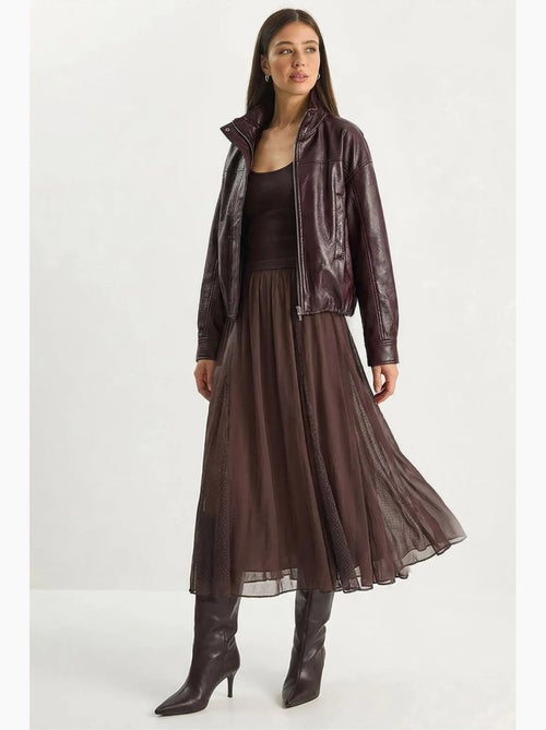 Saia maxi de chiffon em linha a de cintura alta lucci - Kiabi Saia maxi de chiffon em linha a de cintura alta lucci - Kiabi