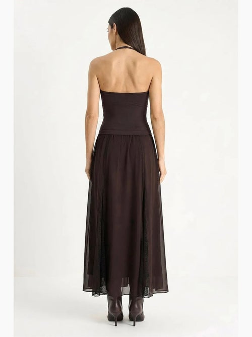 Saia maxi de chiffon em linha a de cintura alta lucci - Kiabi Saia maxi de chiffon em linha a de cintura alta lucci - Kiabi