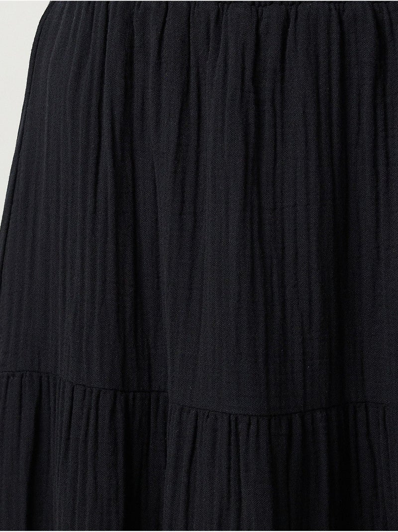 Saia maxi de cintura alta em linha a istanbul Preto - Kiabi