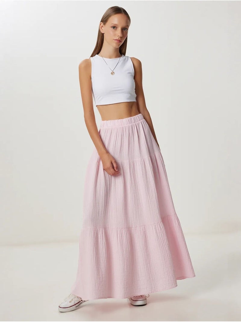 Saia maxi de cintura alta em linha a istanbul Rosa velho - Kiabi