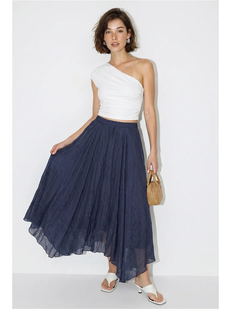 Saia maxi de cintura alta em linha a lucci Azul-marinho - Kiabi