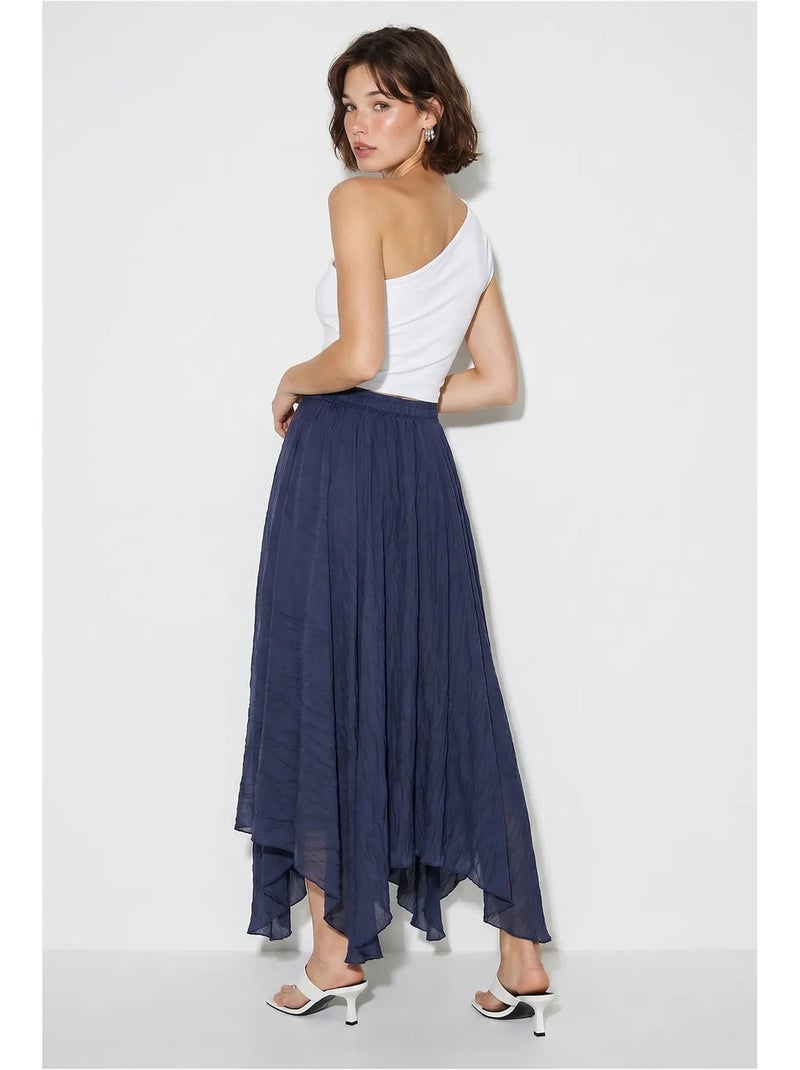 Saia maxi de cintura alta em linha a lucci Azul-marinho - Kiabi