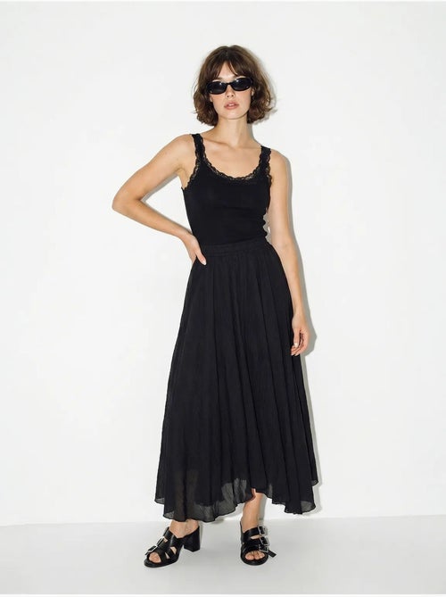 Saia maxi de cintura alta em linha a lucci - Kiabi