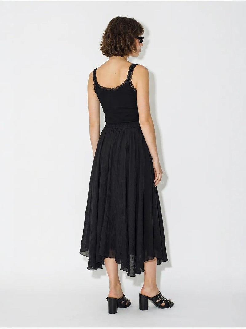 Saia maxi de cintura alta em linha a lucci Preto - Kiabi