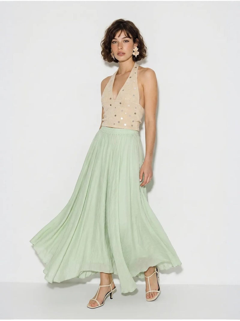 Saia maxi de cintura alta em linha a lucci Verde menta - Kiabi