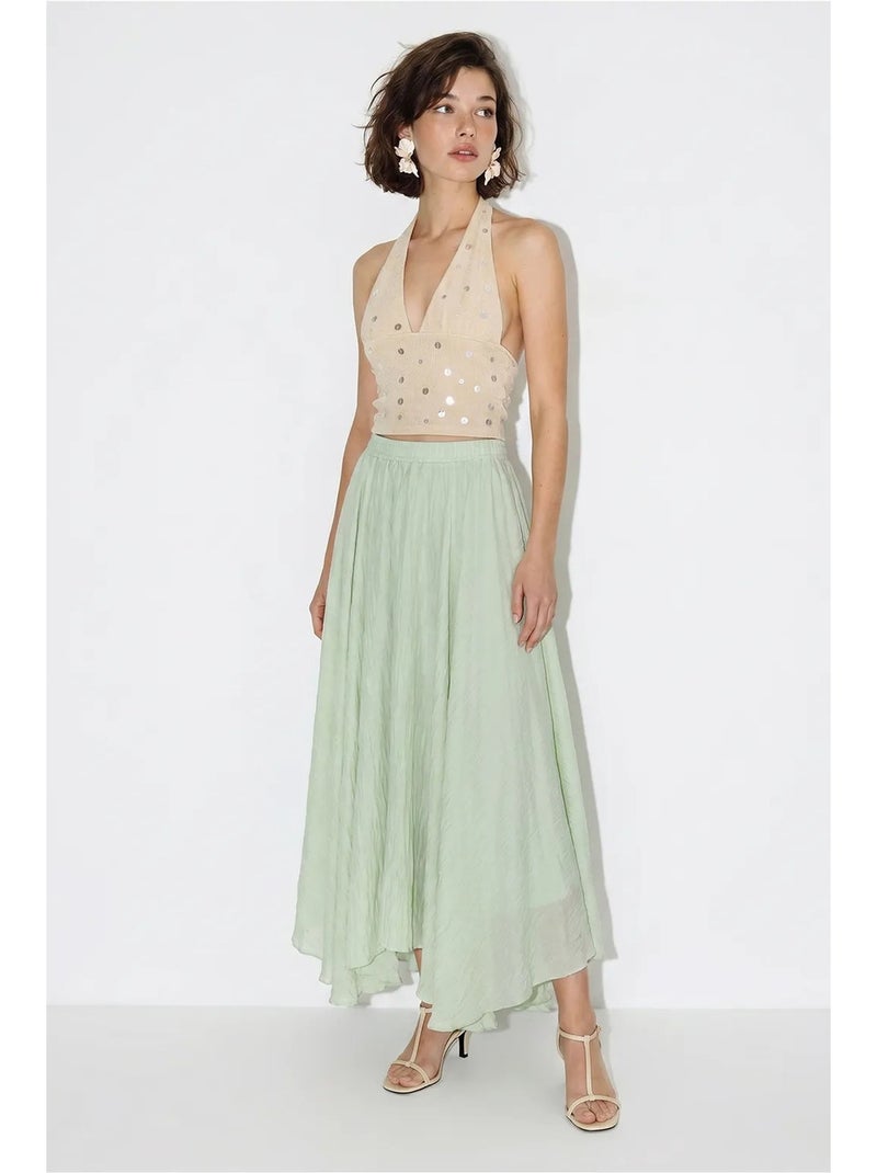 Saia maxi de cintura alta em linha a lucci Verde menta - Kiabi