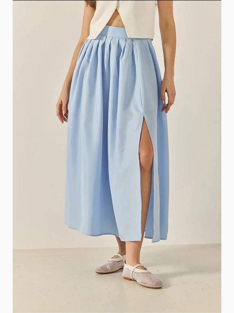 Saia maxi de cintura subida com racha lucci Azul-céu - Kiabi