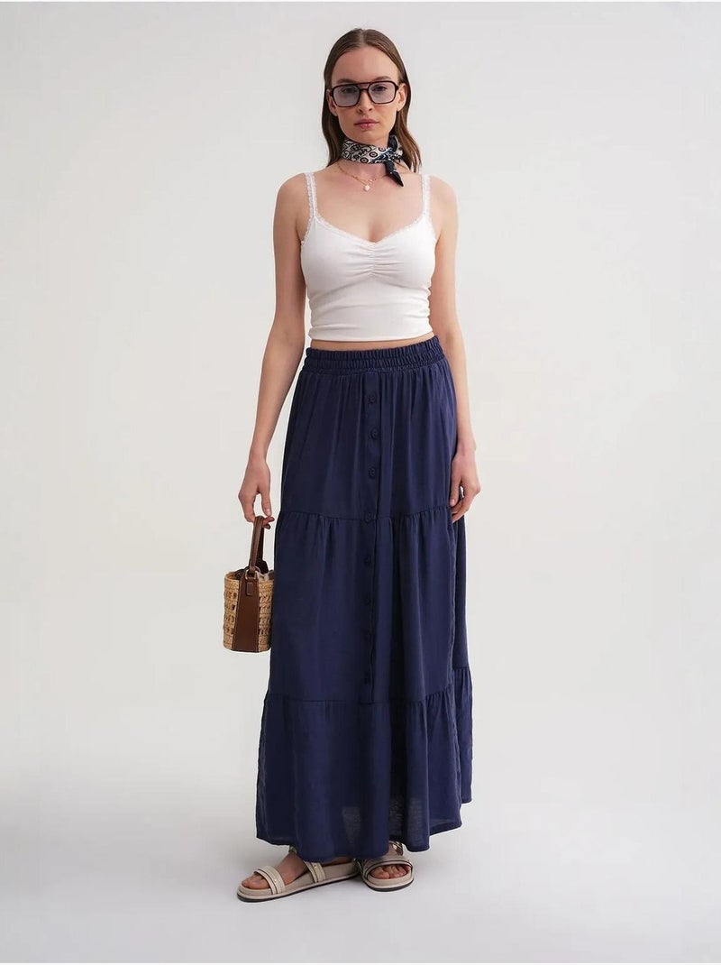 Saia maxi de cintura subida mixray Azul-marinho - Kiabi
