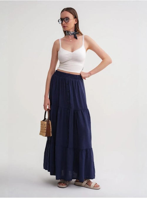 Saia maxi de cintura subida mixray - Kiabi