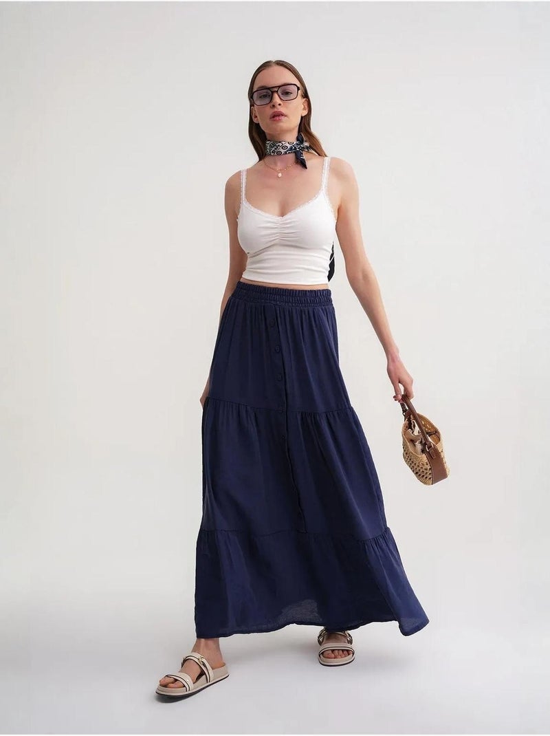 Saia maxi de cintura subida mixray Azul-marinho - Kiabi