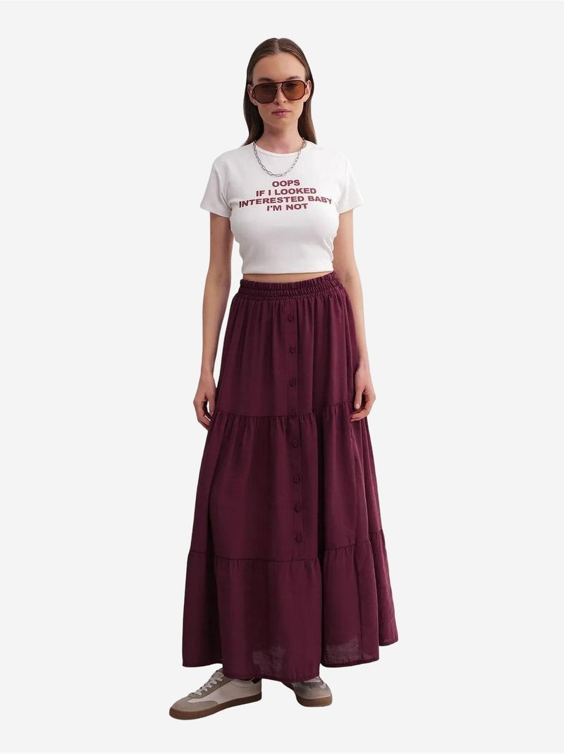 Saia maxi de cintura subida mixray Vermelho bordô - Kiabi
