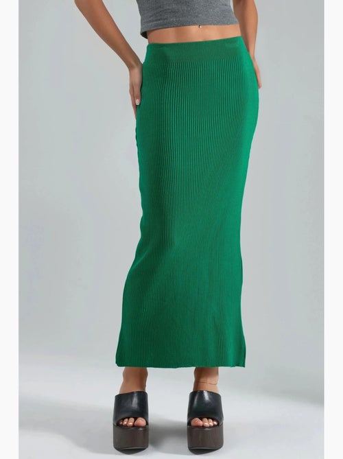 Saia maxi de malha canelada de cintura subida my fashion - Kiabi Saia maxi de malha canelada de cintura subida my fashion - Kiabi