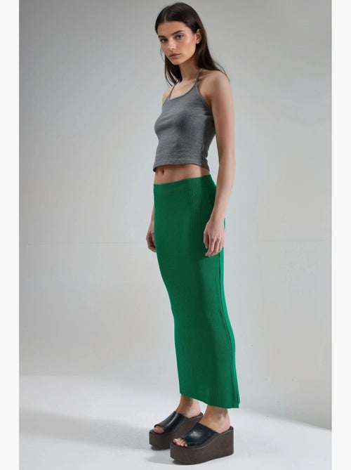 Saia maxi de malha canelada de cintura subida my fashion - Kiabi Saia maxi de malha canelada de cintura subida my fashion - Kiabi