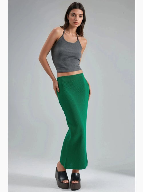 Saia maxi de malha canelada de cintura subida my fashion - Kiabi Saia maxi de malha canelada de cintura subida my fashion - Kiabi