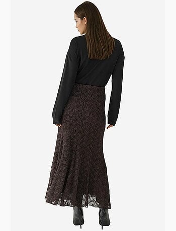 Saia maxi de renda de cintura subida hiccup
