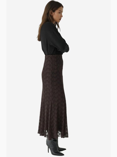 Saia maxi de renda de cintura subida hiccup - Kiabi