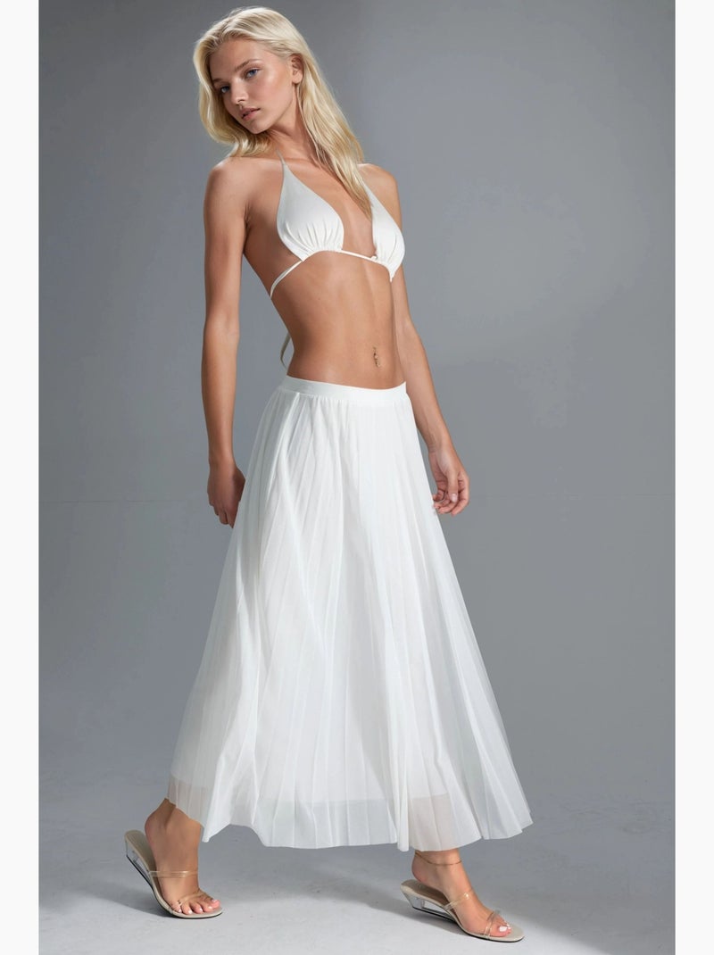 Saia maxi de tule de cintura média busem Branco - Kiabi
