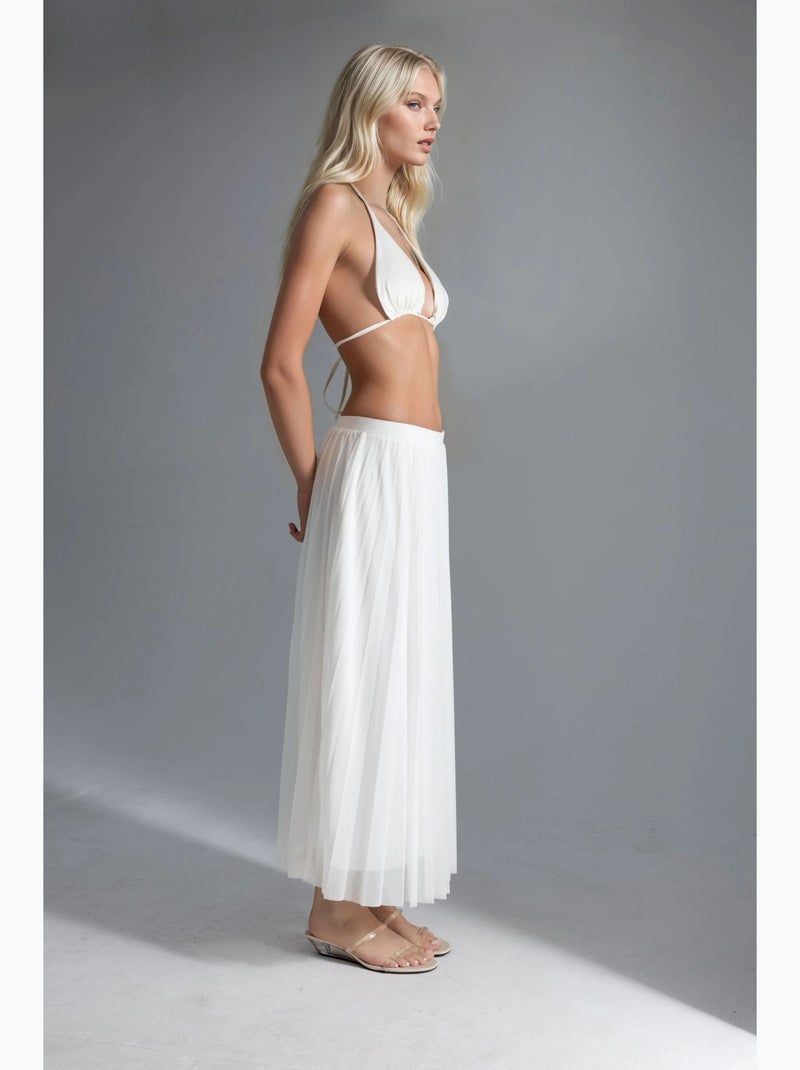 Saia maxi de tule de cintura média busem Branco - Kiabi