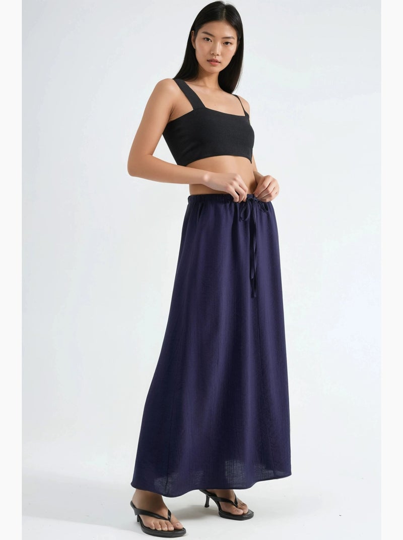 Saia maxi em a de cintura subida busem Azul-marinho - Kiabi