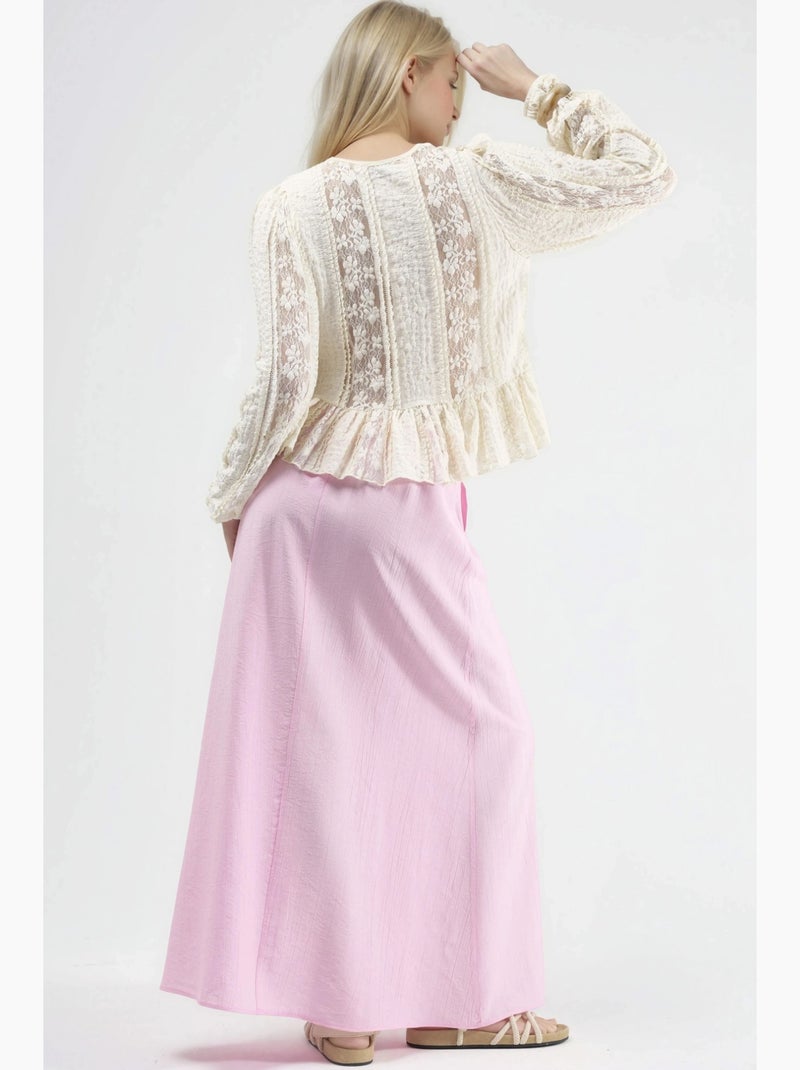 Saia maxi em a de cintura subida busem Rosa-pálido - Kiabi