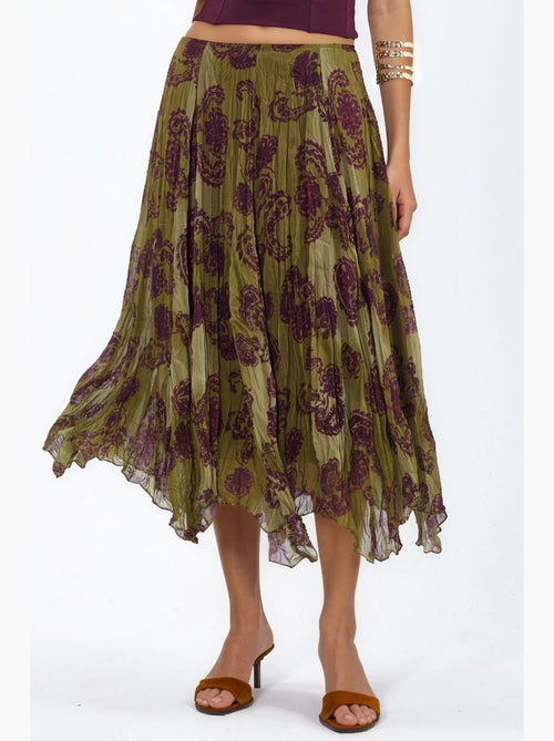 Saia maxi em chiffon paisley de cintura alta busem - Kiabi Saia maxi em chiffon paisley de cintura alta busem - Kiabi