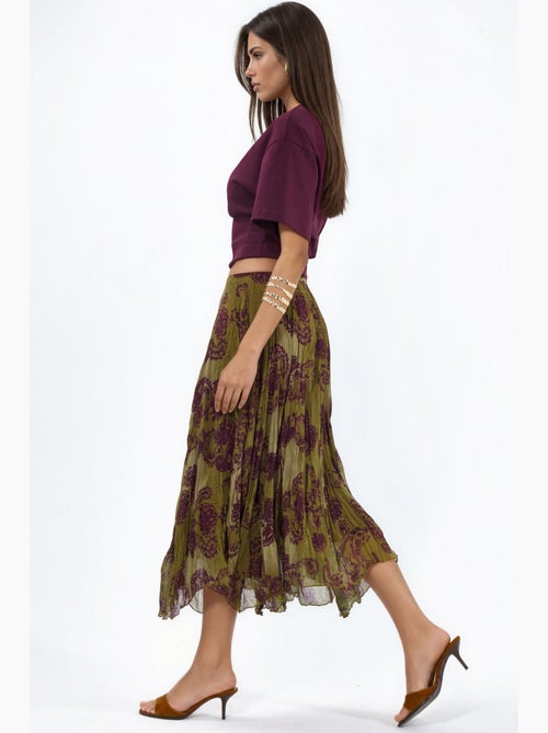 Saia maxi em chiffon paisley de cintura alta busem - Kiabi Saia maxi em chiffon paisley de cintura alta busem - Kiabi