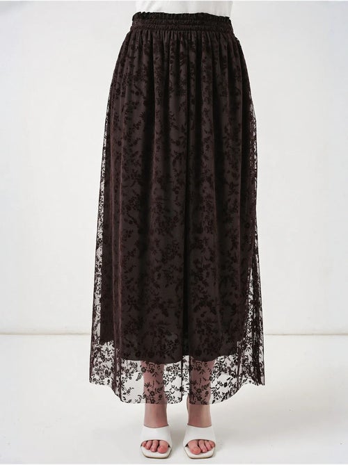 Saia maxi em linha a de cintura alta com flores bdart - Kiabi
