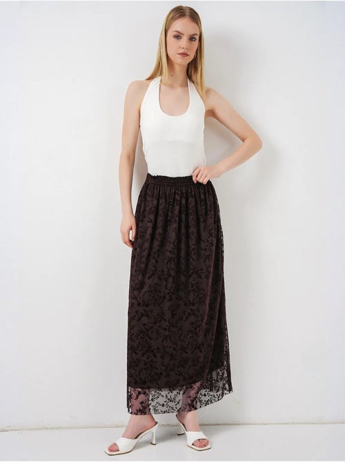 Saia maxi em linha a de cintura alta com flores bdart - Kiabi