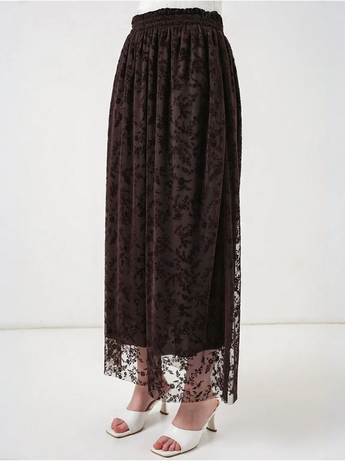 Saia maxi em linha a de cintura alta com flores bdart - Kiabi