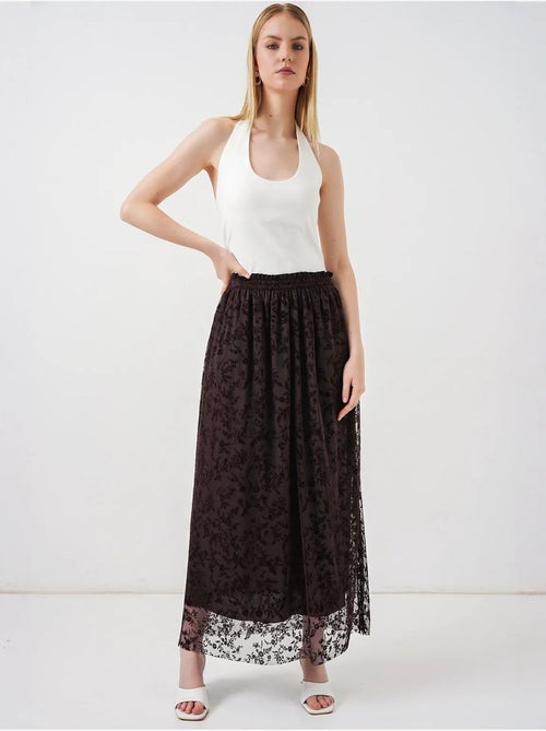 Saia maxi em linha a de cintura alta com flores bdart - Kiabi