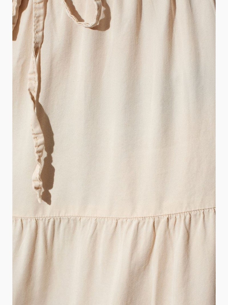 Saia maxi em linha a de cintura subida com detalhe de atar dilvin Creme - Kiabi