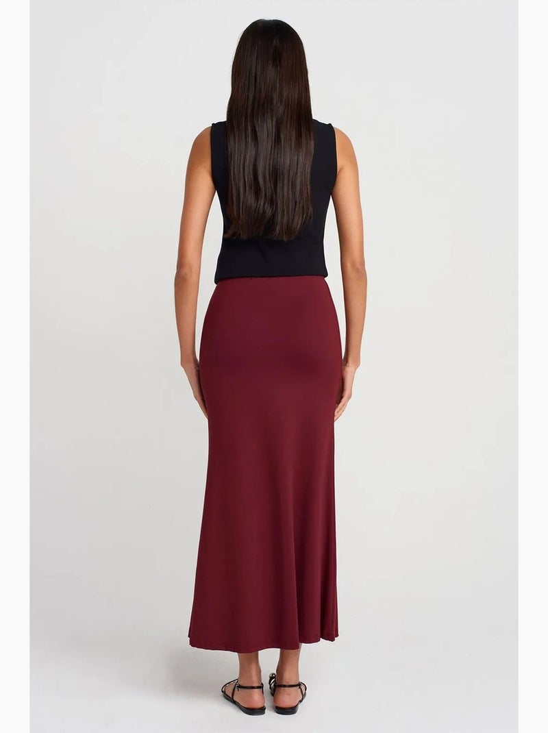 Saia maxi em linha a de cintura subida dilvin Vermelho bordô - Kiabi