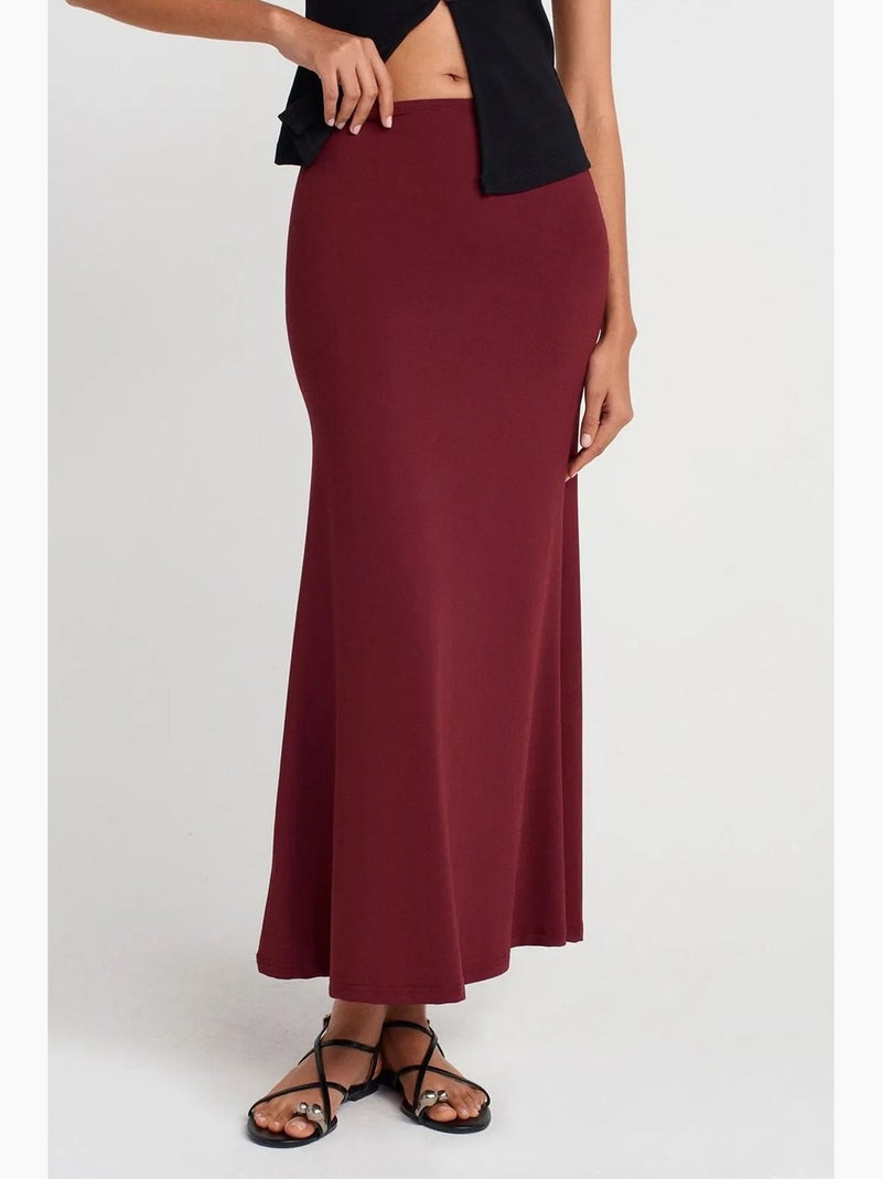 Saia maxi em linha a de cintura subida dilvin Vermelho bordô - Kiabi