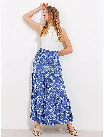 Saia maxi estampada de corte descontraído bdart