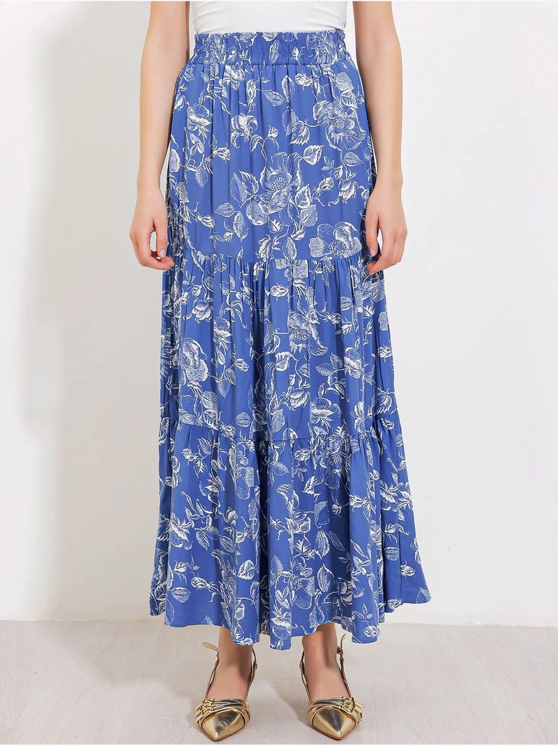 Saia maxi estampada de corte descontraído bdart Azul-lago - Kiabi