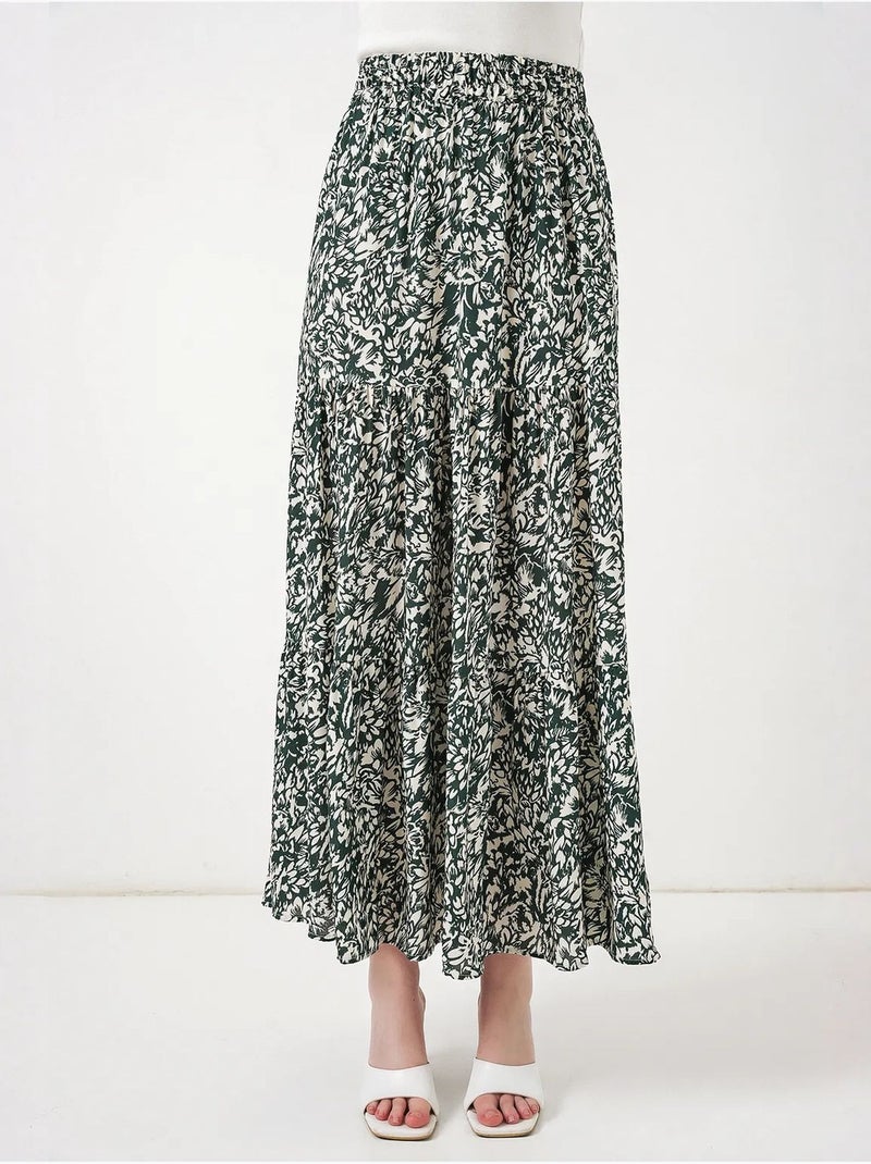 Saia maxi estampada de corte descontraído bdart Verde escuro - Kiabi