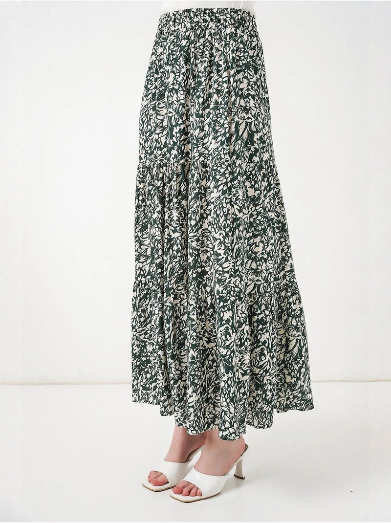 Saia maxi estampada de corte descontraído bdart Verde escuro - Kiabi