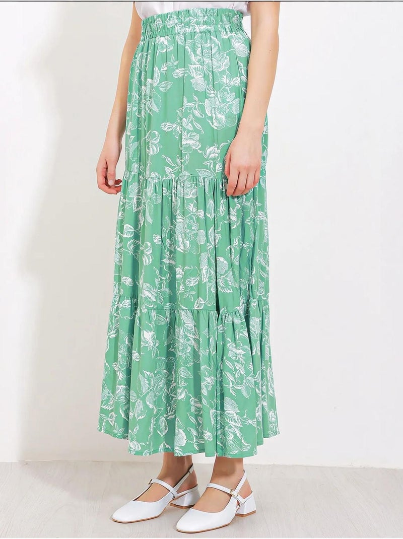 Saia maxi estampada de corte descontraído bdart Verde pastel - Kiabi