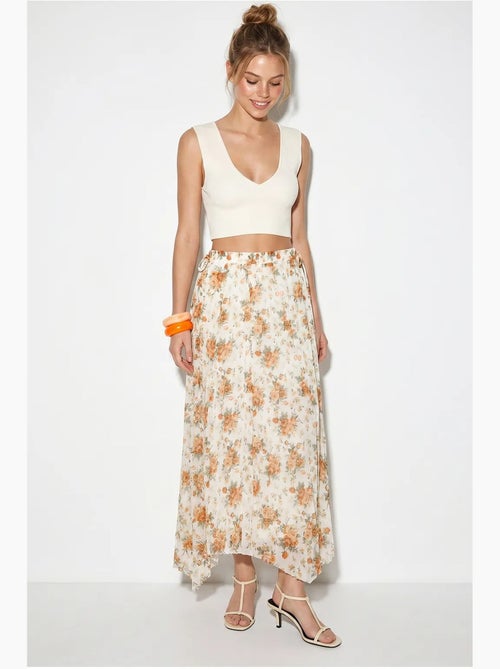 Saia maxi floral de cintura alta lucci - Kiabi Saia maxi floral de cintura alta lucci - Kiabi